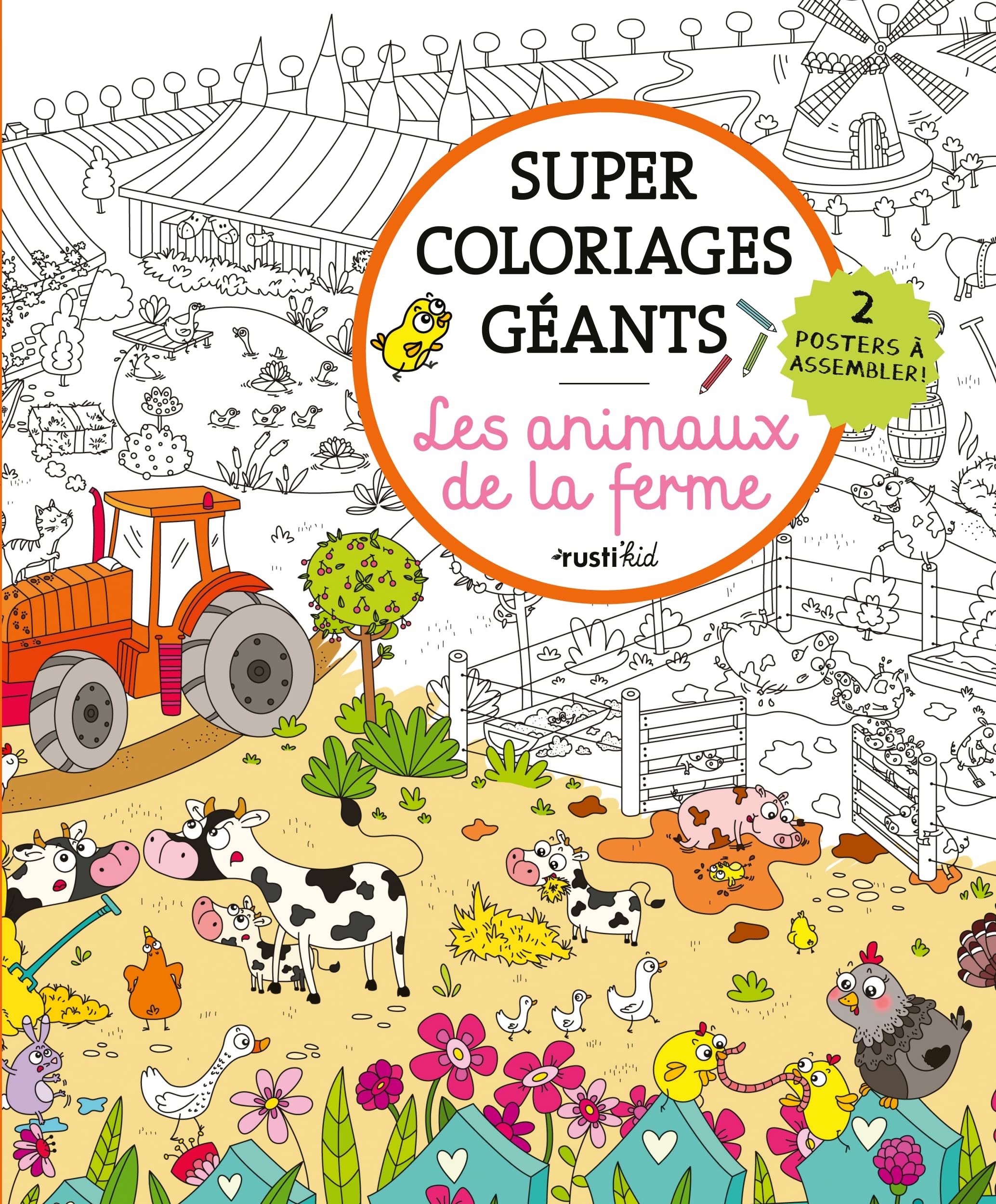 Super coloriages géants Les animaux de la ferme: 2 posters à colorier 9782815320146