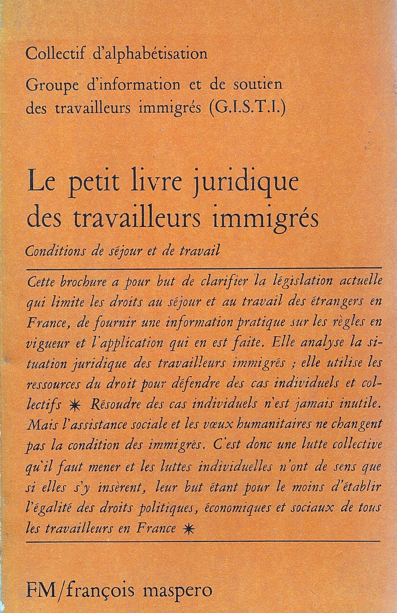 Le petit livre juridique des travailleurs immigrés 