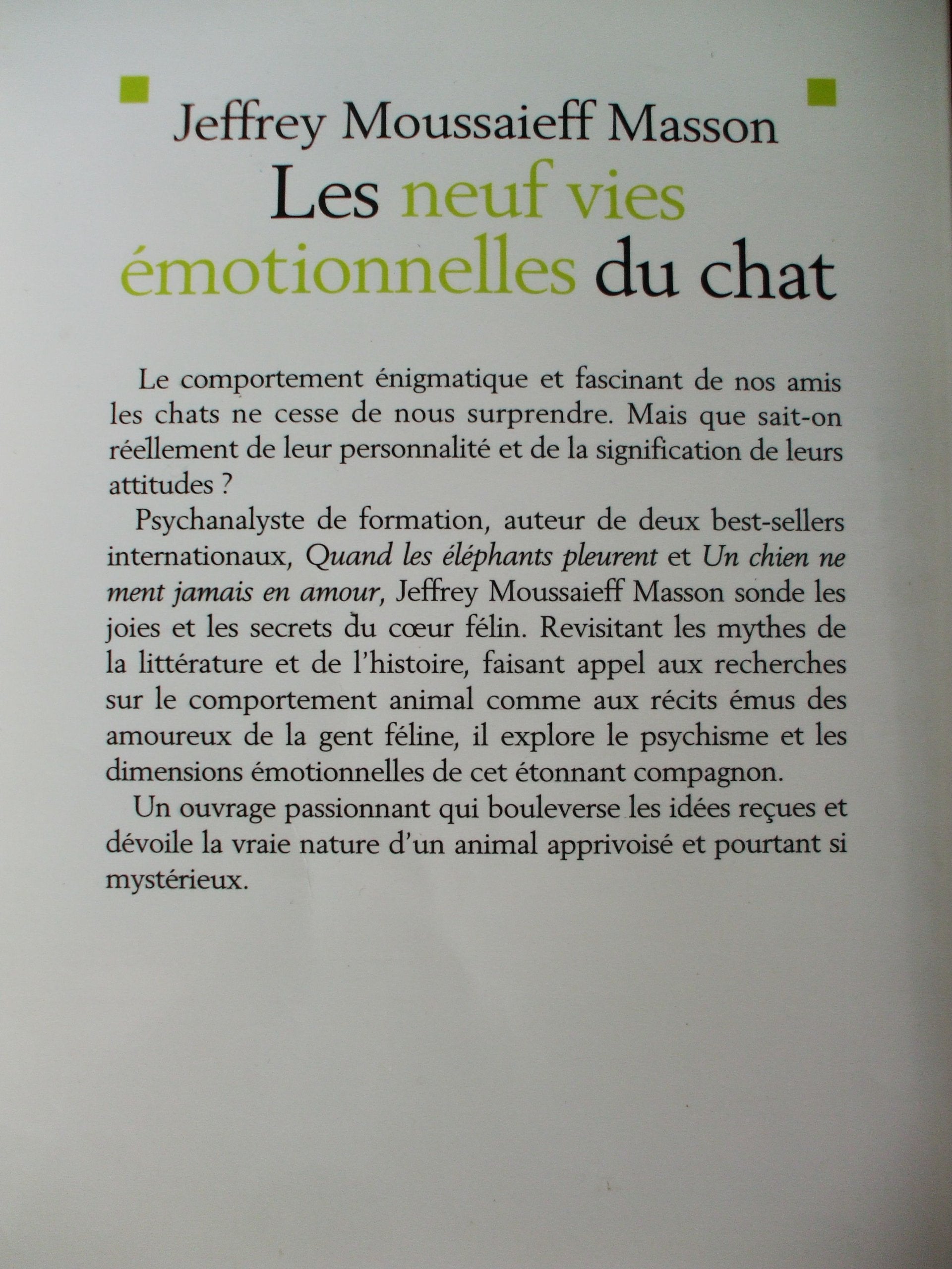 Les neuf vies émotionnelles du chat : À la découverte de l'âme féline 9782226142047