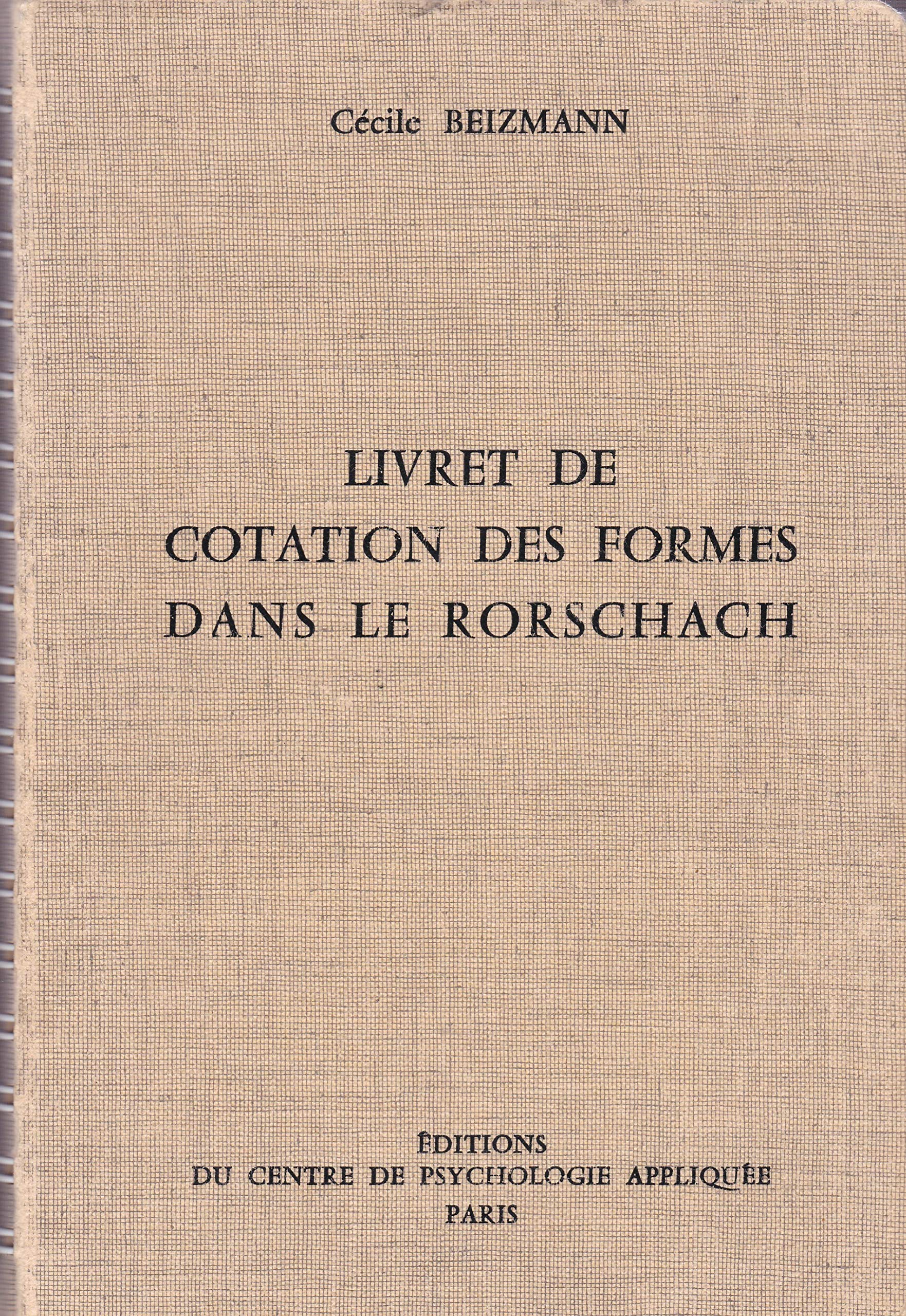 Livret de cotation des formes dans le Rorschach 