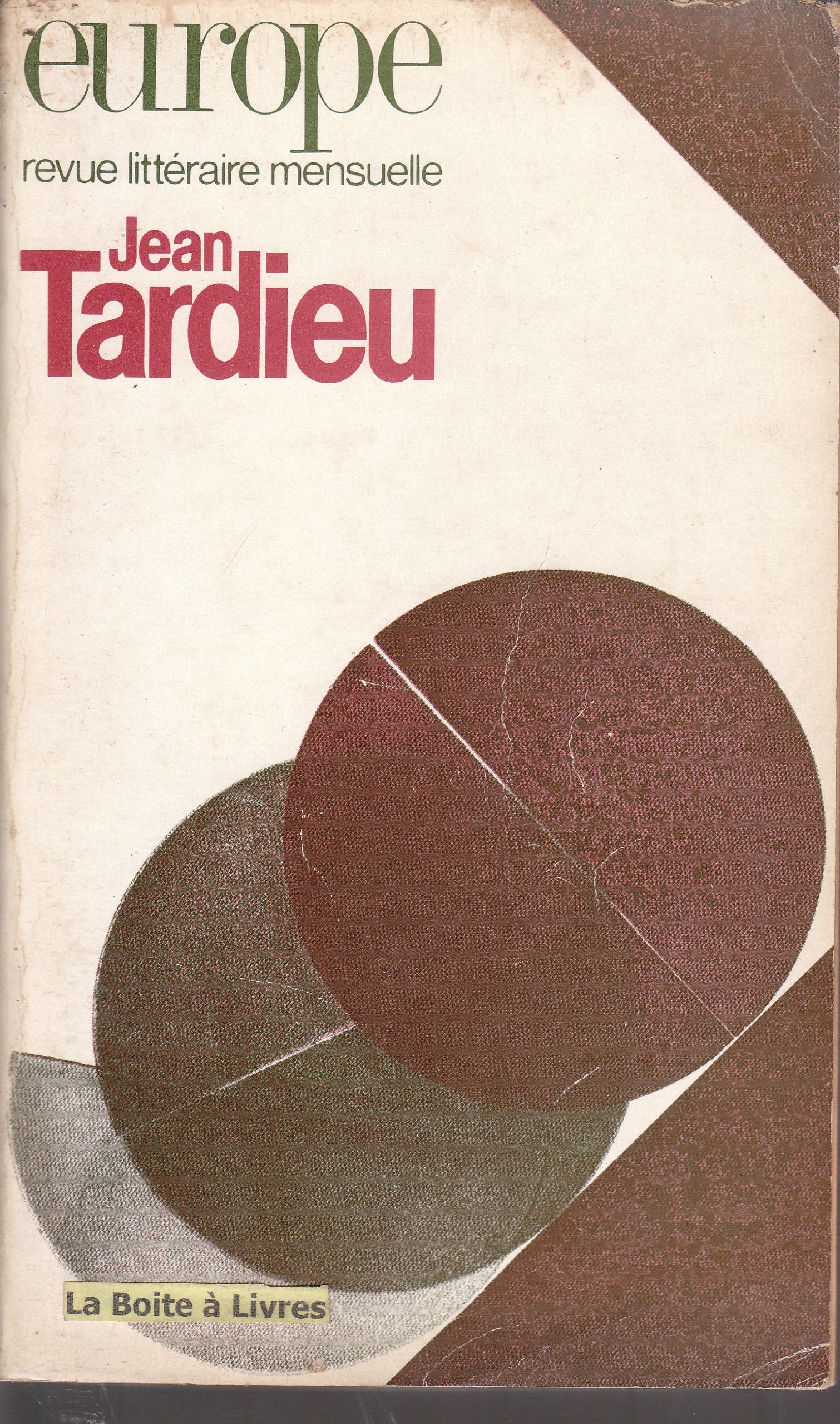 Europe Revue Littéraire Mensuelle Jean Tardieu numéro 688/689 