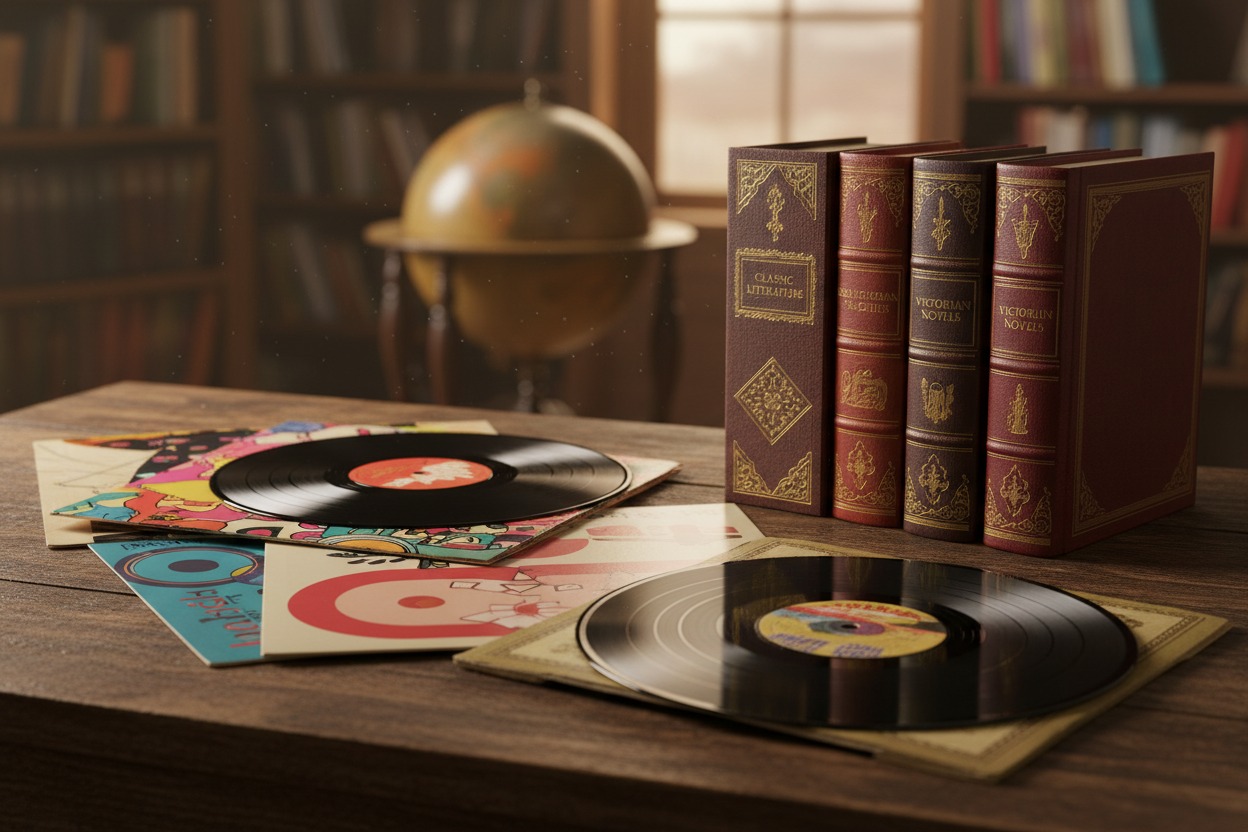 vinyles et coffrets de livres